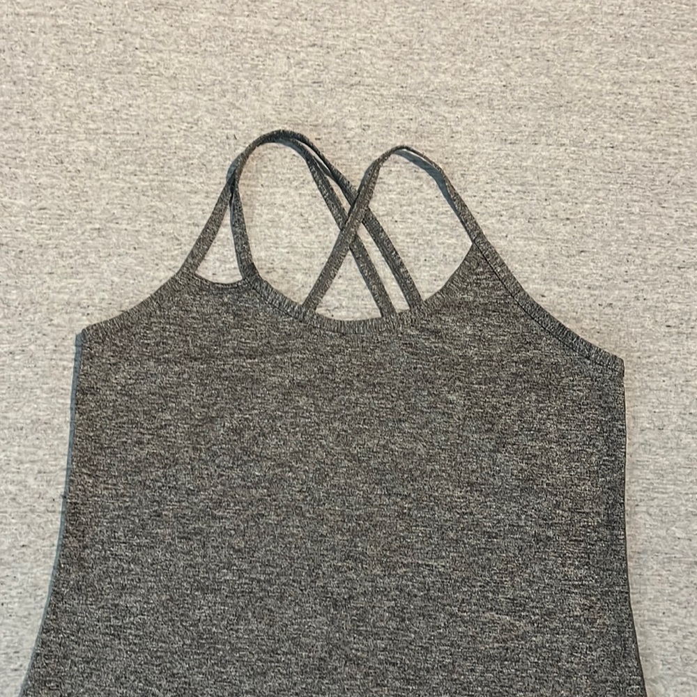 Lorna Jane Asymmetrical Workout Tank- Heathered Dark Grey- Size Small